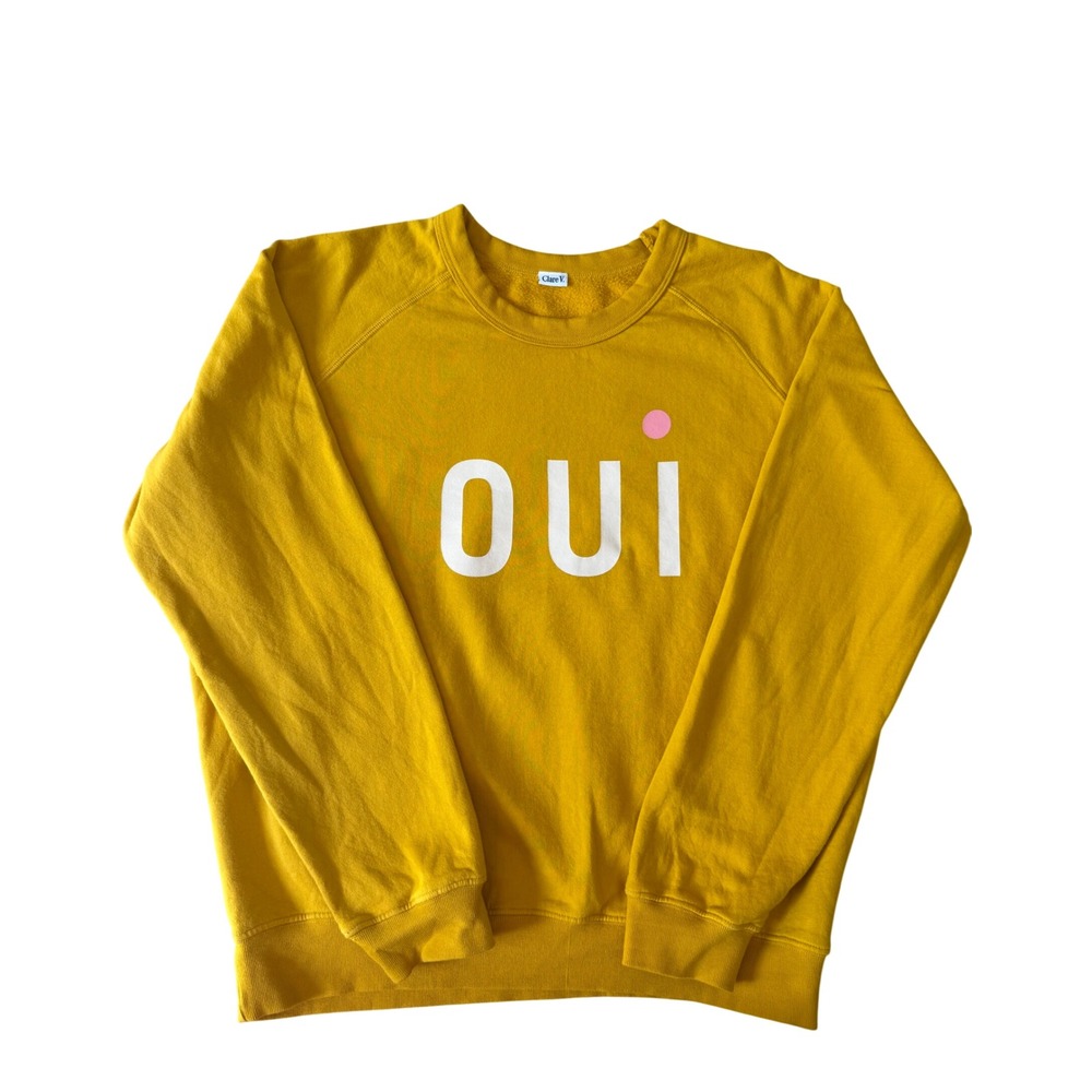 Clare V Sweatshirt Crewneck Pullover Oui Marigold Yellow large - Picture 3 of 11